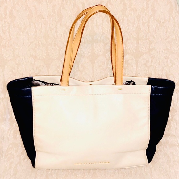 Marc Jacobs Leather Cream/Navy Tote - Picture 1 of 5